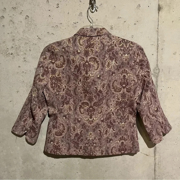 Edun Women's Floral Print Metallic Three Button Blazer 3/4 Sleeves Multicolor M - Picture 7 of 11